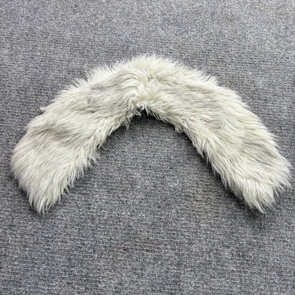 Vintage Faux Fur Collar Shawl Wrap Off‎ White Black Glam Retro Handmade Sew On